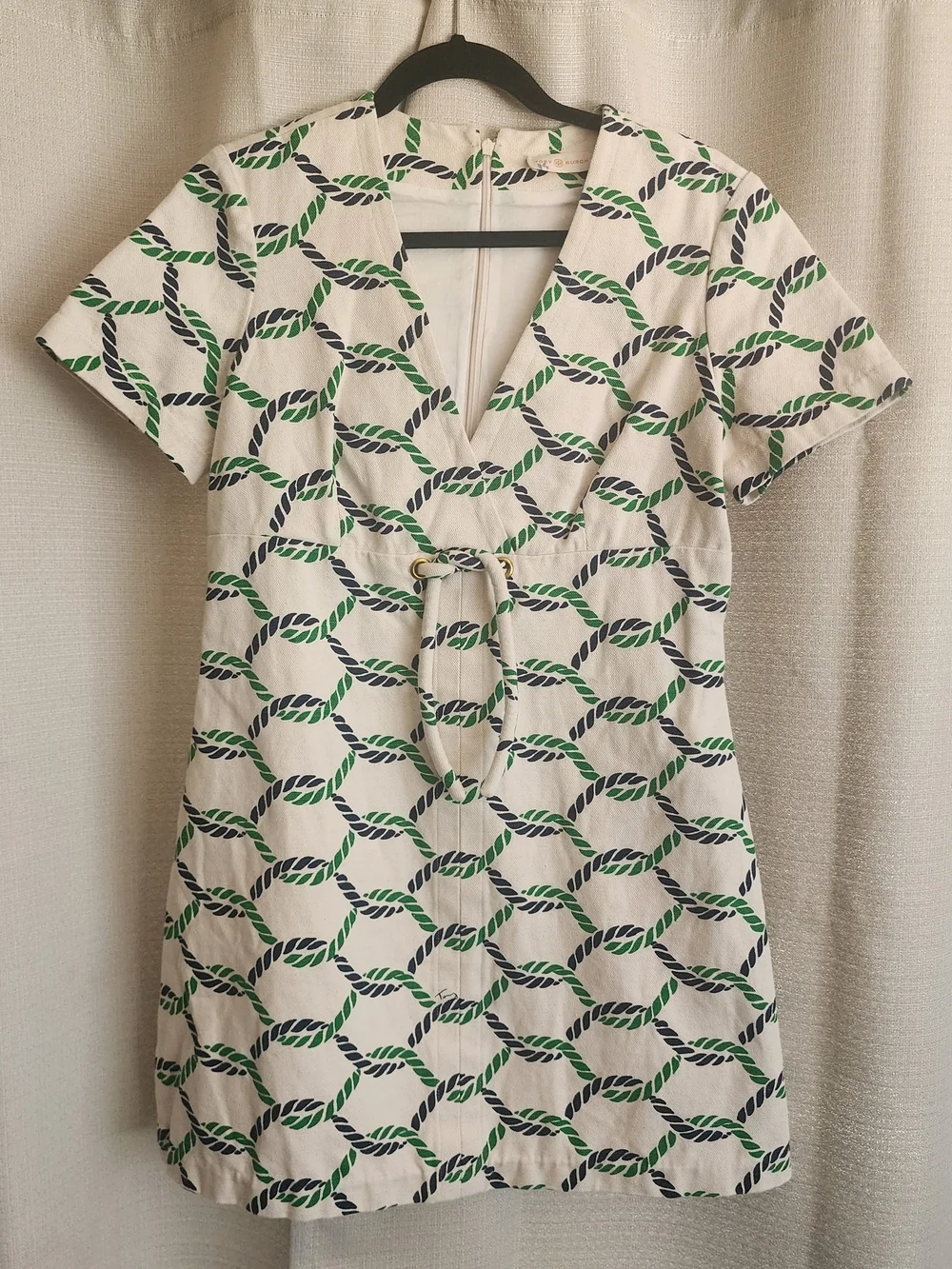 Cotton blend dress, Tory Burch Runway Pier Dress, nautical rope print Size S
